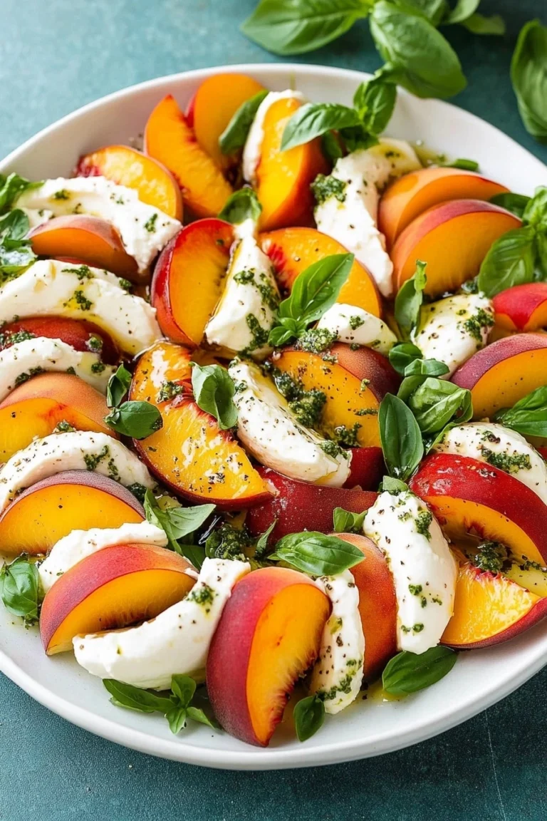 Salade de Pêches Mozzarella et Basilic façon Caprese