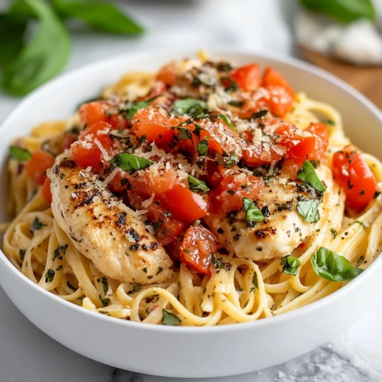 Pâtes au Poulet Grillé, Tomates Fraîches et Basilic