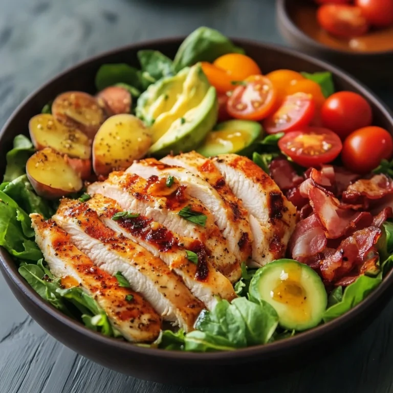 Grilled Chicken Cobb Salad served with avocado, bacon, and eggs