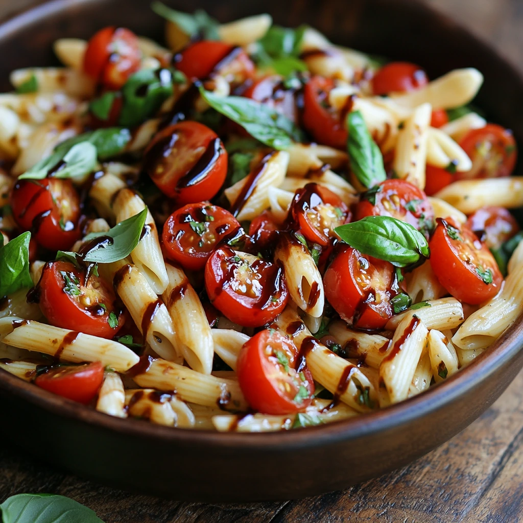 Caprese Pasta Salad (with Balsamic Glaze)