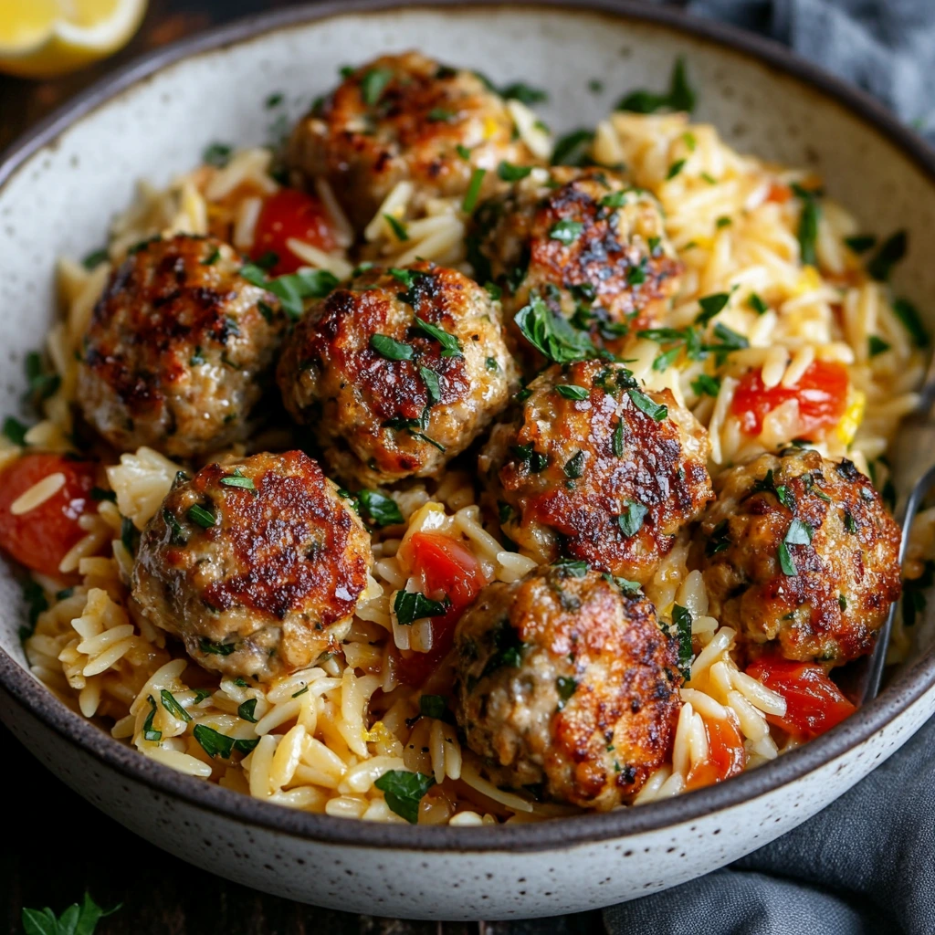 Greek Chicken Meatballs with Lemon Orzo | Cocina Republic