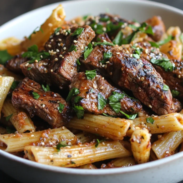 Sweet and Spicy Garlic Steak Pasta
