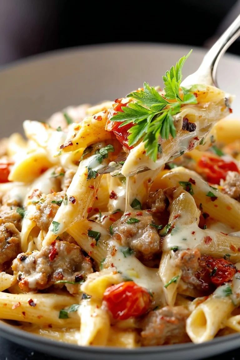 Pâtes Crémeuses à la Viande Hachée et au Fromage Fondant