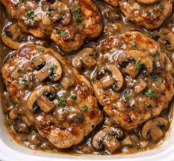 Poulet Crémeux aux Champignons – Un Plat Savoureux et Réconfortant