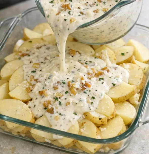 Gratin de Pommes de Terre Crémeux à l’Ail et aux Herbes